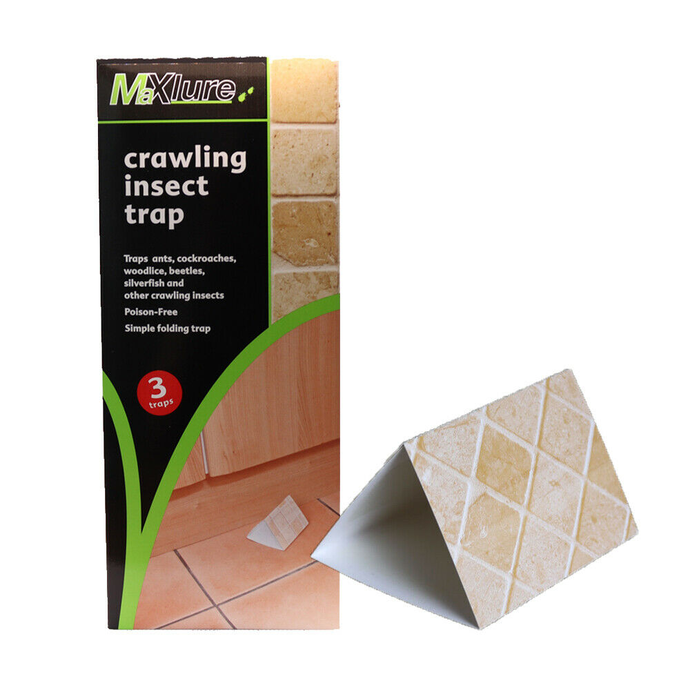 Crawling Insect Trap - Catch Ants, Cockroaches, Woodlice, Beetles, Silverfish & More - For Indoor Use (Pack of 3)